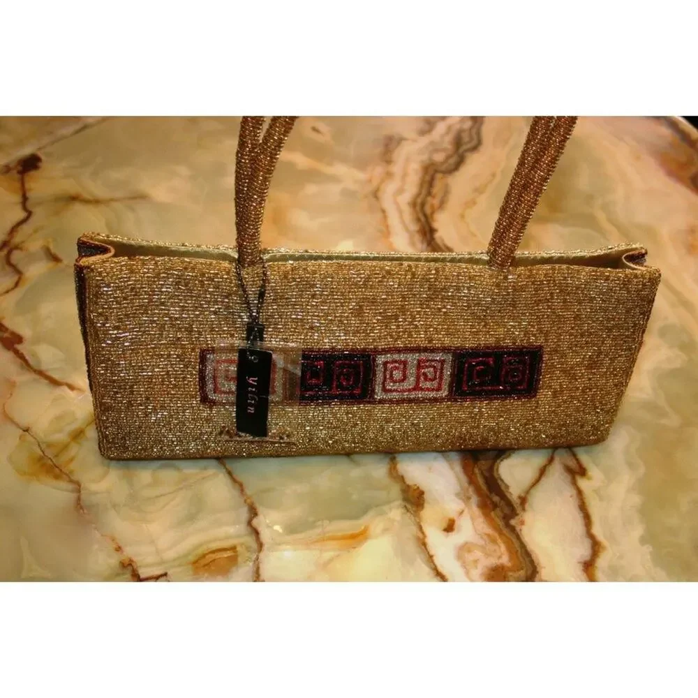 YILIN Gold Hand Beaded Evening Hand Bag